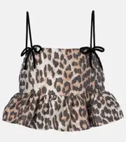 [Ganni] Ganni Peplum jacquard top AU 14 brown