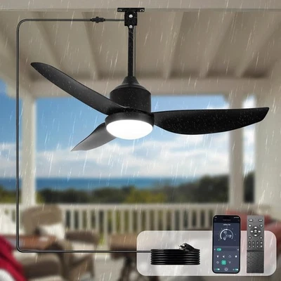 42 Inch Gazebo Fan Plug in Outdoor Ceiling Fan with 3 Color LED Light and Remote