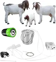 3L Goat Electric Milking Machine, Automatic Rechargeable Battery Powered Pulsation Vacuum Pump with 2 Teat Cups Stainless Steel Bucket for Goat(Battery Model)