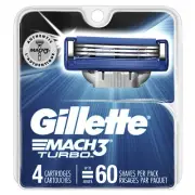 Gillette Mach3 Turbo Cartridges 4 Cartridges - New