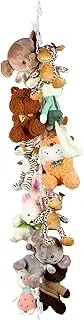 Blulu Stuffed Animal Storage Chain with 20 Clips Toy Chain Hanging Organizer with Ceiling Hook and Door Hook for Wall Decor Bedroom Storage Plush Toys Hats Socks Holiday Cards(White Clip)