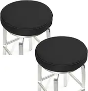 Shinnwa Bar Stool Cushions Set of 2, Memory Foam Round Bar Stool Covers with Non-Slip Backing and Elastic Band, 12", Black