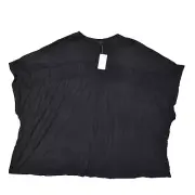 NEW Torrid Women's Plus Size 5 Blouse Top Short Sleeve Black Solid Rayon Crew Ne