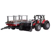 Bruder #02046 Massey Ferguson 7480 with Frontloader and Logging Trailer - New F