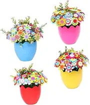 ERINGOGO Flower Craft Kit for Kids Button Bouquet DIY 4pcs Handmaking Material Educational Party Toys