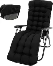Sun Lounger Chair Cushions, Non-Slip Thick Padded Sun Lounger Cushion Pads, 170 x 50cm Garden Patio Beach Sunbed Cushion, High Back Chair Cushions(Chair Not Included) (Black)