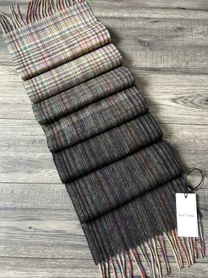 PAUL SMITH LAMBSWOOL DÉGRADÉ MULTISTRIPE & CHECK SCARF BNWT