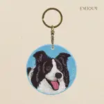 EMJOUR 雙面刺繡吊飾 - 邊境牧羊犬 | 寵物 紀念品 禮物 狗狗 鑰匙圈 包包配件 裝飾