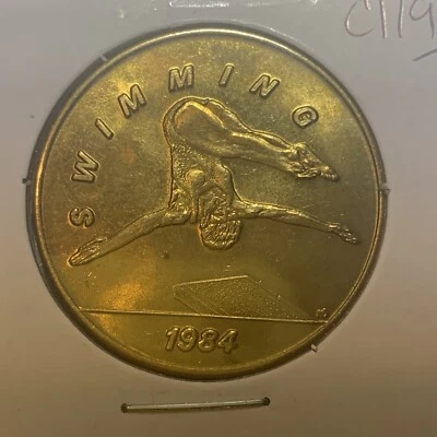 1984 Swimming- LA Olympic Games Transit Token Coin - Nice Condition C10