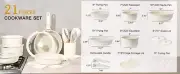 Pots and Pans 21 Piece Set Non-Stick, Cookware Ceramic Kitchen