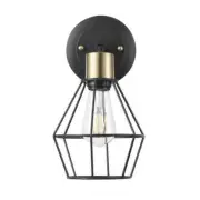 Hampton Bay Bryson 1-Light Matte Black and Brass Wall Sconce 65741