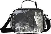Wolf Snow Winter Insulated Lunch Box for Women Men - Ideal for Work, Picnics - Includes Adjustable Shoulder Strap