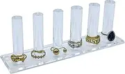 FROG SAC 6 Rod Ring Holder Jewelry Stand, Clear Acrylic Ring Display Organizer For Girls Room, Small Cylinder Storage For Multiple Rings For Women