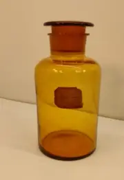 Vintage Amber Apothecary Wide Mouth Jar 10" tall