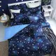 艾莉絲-貝倫 閃耀星空(6x6.2呎)六件式雙人加大(100%純棉)鋪棉床罩組-藍色