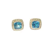 David Yurman Silver Blue Topaz Studs