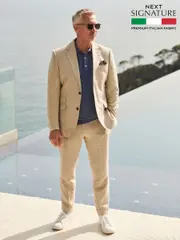 Neutral Slim Fit Signature Leomaster 100% Linen Suit: Trousers (985296) | $86