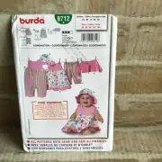 Burda Sewing Pattern 9712 Burda Kids Baby Romper Dress Hat Size 3-18 months NEW