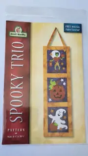 JERI KELLY SPOOKY TRIO PATTERN HALLOWEEN APPLIQUED WALLHANGING JOL GHOST MONSTER