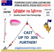 Long Distance Casting rig, Pink & White Polka dot Pompano Candy Float, 3/0 Hook