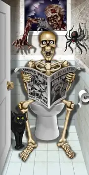 PMU Halloween Party Accessory Decoration Skeleton Bathroom Door Cover 30in x 60i