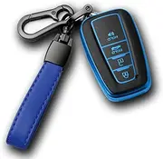 Autophone for Toyota Key Fob Cover Premium Soft TPU 360 Degree Entire Protection Key Case Compatible with 2018 2019 Toyota Camry RAV4 Avalon C-HR Prius Corolla Smart Remote(only for Keyless go)-Blue