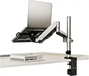 Monitor Desk 2 in 1 Laptop Desk Mount with Tray for 17-32" Monitor and 12-17" Laptop, Holds 19.8 lbs, Fully Adjustable Laptop Desk Arm with Clamp/Grommet Base Monitor Stand
