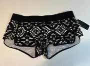 Dakine Women's Black & White Pattern Stretch Waist Board Shorts 2” Size L NWT