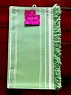 Table Runner Sage Green & White With Fringe 14.5" X 72" 100% Cotton