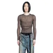 [ANN DEMEULEMEESTER] Brando Wrinkled Long Sleeve Crop Top Brown