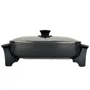 Westinghouse 2400W Non-Stick Electric Skillet Fry Pan w/ Glass Lid Cookware Grey