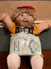 1983 CABBAGE PATCH KIDS APPALACHIAN ART WORKS COLECO BLUE OVERALLS RED HAT
