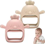 2Pcs Silicone Baby Teether Toy for Infants 3+ Months, BPA Free Anti-Drop Silicone Mitten Teething Toy for Soothing Sore Gums, Baby Chew Toys for Sucking Needs
