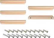 uxcell Wood Pull Handles, 5pcs 160mm/6.3" Hole Distance Wooden Drawer Unfinished Knobs Pulls for Kitchen Furniture Drawer Wardrobe Cupboard