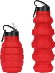 Collapsible Travel Water Bottle18oz, Reuseable BPA Free Silicone Foldable Water