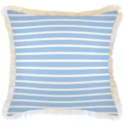 Cushion Cover-Coastal Fringe-Hampton Stripe Pale Blue-60cm x 60cm