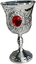 yuksok Vintage Medieval Goblet Desktop 30ml Gifts Decoration Ceremonial Drinkware Flower Pattern Drinking Glass for Anniversary