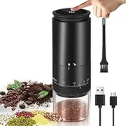 Coffee Bean Grinder, 25g Electric Burr Grain Grinder with Brush,LED Display,USB Rechargeable Wireless Coffee Grinders,38 Adjustable Grind Core Spice Crusher,for Coffee Beans Pepper Spice Grain Nuts