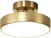 YPDTSNGV H65 All Copper Gold Semi Flush Mount Ceiling Light Fixture American Retro Rural Industry Ceiling Lamp Tri-Color Dimming Adjustable Pendant Ceiling Lights Corridor Balcony Bedroom Lighting