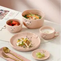 在飛比找樂天市場購物網優惠-套装可愛碗碟套裝陶瓷日式卡通餐具家用創意個性少女一人食早餐盤