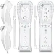 MOICUCU Wii Remote Controller mit Motion Plus und Nunchuck,Wireless Wii Fernbedienung Wii Remote Plus Controller mit Nunchuck mit Silikonhülle Handschlaufe für Wii