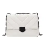 Fashion Large Capacity Chain Single Shoulder Bags Women Simple Lattice Pattern Messenger Handbag Elegant Lady PU Leather Bag