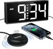 AMIR Loud Alarm Clock for Heavy Sleepers Adults, Dual Alarms Clock with Bed Shaker, Plug in Digital Clock for Adjustable Volume, 5-Level Screen Brightness, Snooze, for Hearing-impaired Deaf