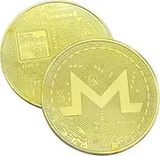 GARASANI Monero Coin Commemorative Coin Gold Plated Home Room Office Decoration Collector's Set Circular Case Included 0.3mm Pack of 2 (Gold Monero Coin)
