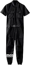 Snoly Unisex Short Sleeve Button-Front Flight Suit, Twill Stain & Wrinkle Resistant Work Coverall, Action Back Jumpsuit