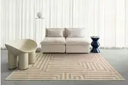 Makini Peach Geometric Washable Rug