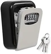 ValueHall Zinc Alloy Wall Mounted Combination Key Safe Storage Box with Slide Cover Lock Box for House Key 4 Digit Combination with Mounting Kit for Hotel Home Garage School V8168