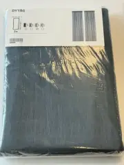 IKEA DYTAG Blue Linen Curtains 2 Panels, 704.667.12, 57"x98" Light-Filtering