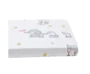 Soft Breathable Cotton Baby Bed Sheet Crib Cover with Elastic Band Home Decor- L,Elephant