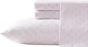 [Laura Ashley] Full Sheets, Lightweight & Breathable Cotton Percale Bedding Set with Matching Sham(s), Oeko-Tex Certified (Francesca Pink, Full)